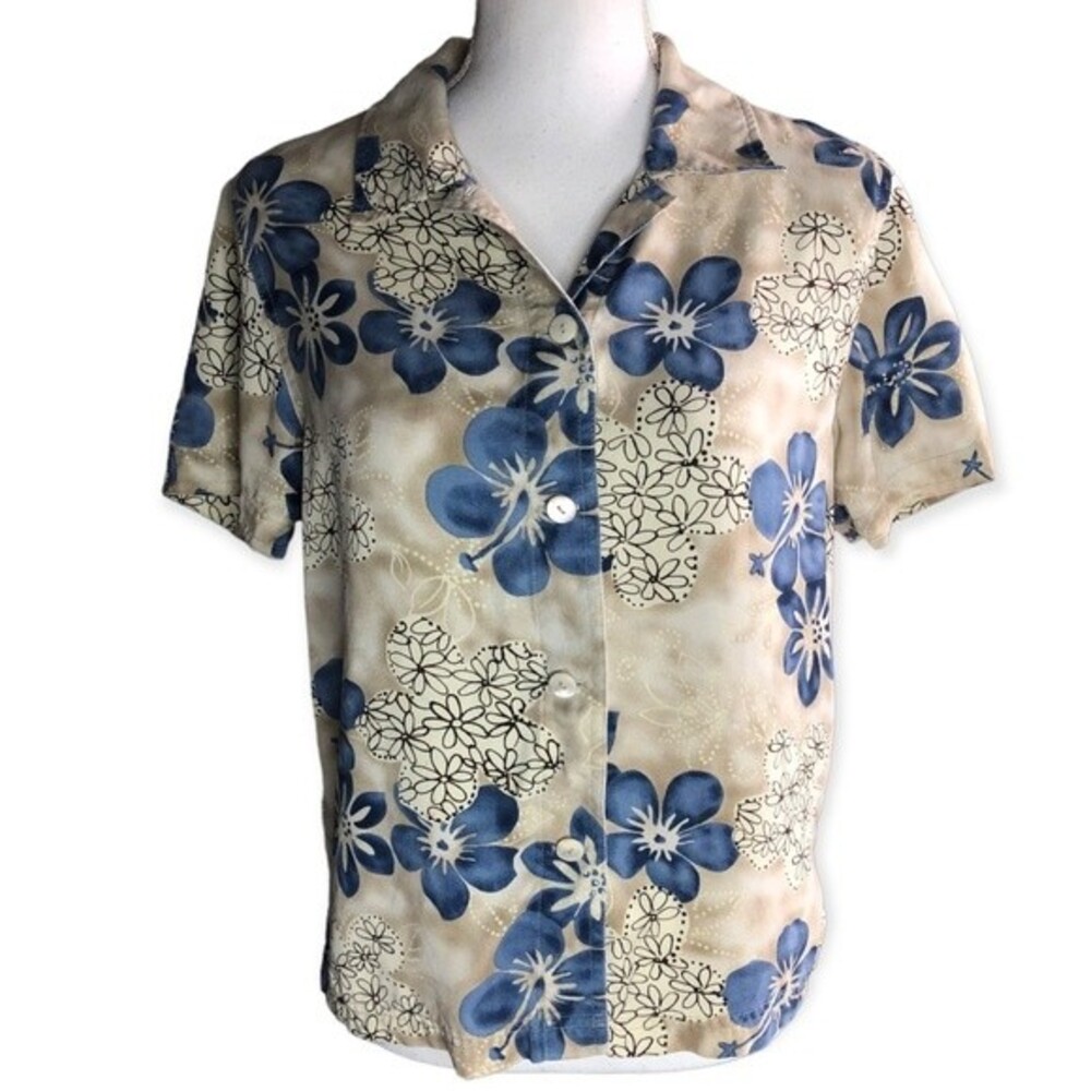 Valerie Stevens Casual Vintage Floral Button Down Short Sleeve Shirt